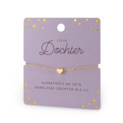 hart armband dochter, ik heb je lief armbandje, gouden armbandje, kado dochter, Lieve dochter supertrots op zo'n geweldige dochter als jij.