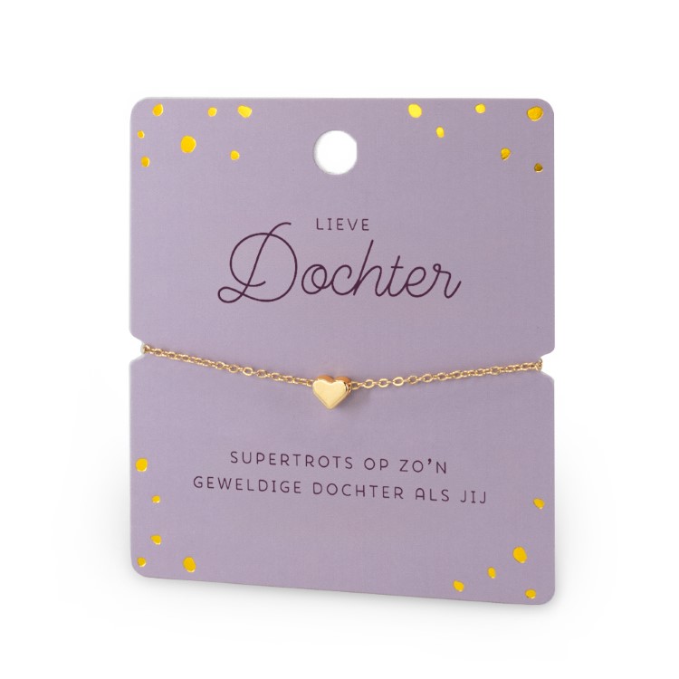 hart armband dochter, ik heb je lief armbandje, gouden armbandje, kado dochter, Lieve dochter supertrots op zo'n geweldige dochter als jij.