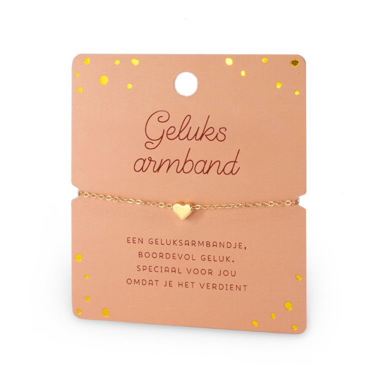 hart armband geluksarmband, ik heb je lief armbandje, gouden hart armbandje, Geluksarmband een geluksarmbandje, boordevol geluk. Speciaal voor jou omdat je het verdient.