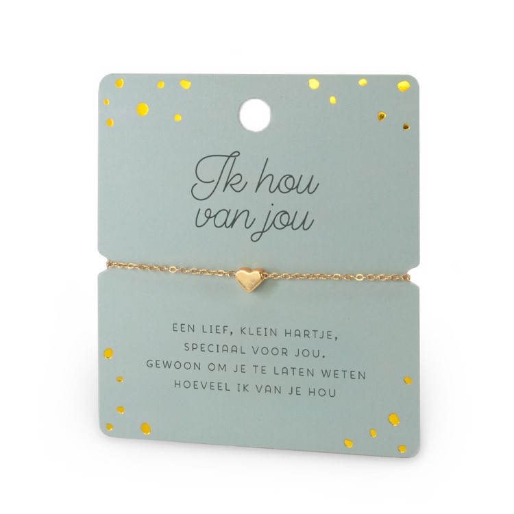 hart armband ik hou van jou. hart armband goud, Ik hou van jou. Een lief, klein hartje, speciaal voor jou. Gewoon om je te laten weten hoeveel ik van je hou., ik heb je lief armbandje