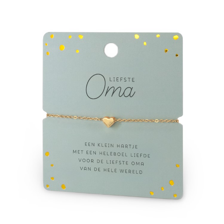 hart armband oma, hart armband goud, ik heb je lief armband, kado oma