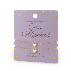 hart armband oma & kleinkind, ik heb je lief armband, hart armband goud, kado oma, kado kleinkind