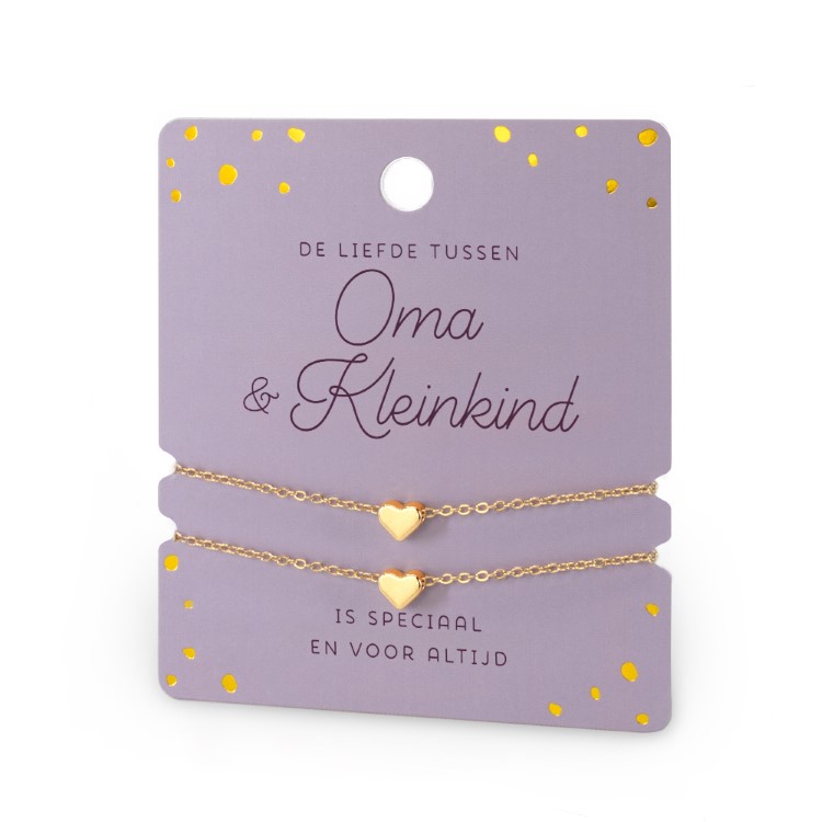 hart armband oma & kleinkind, ik heb je lief armband, hart armband goud, kado oma, kado kleinkind