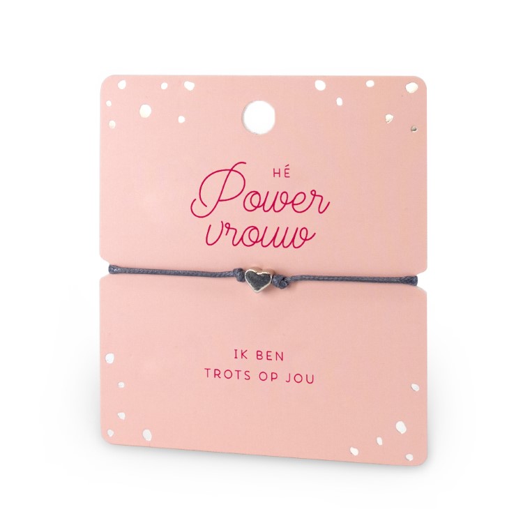 hart armband power vrouw, ik heb je lief armbandje, Hé power vrouw Ik ben trots op jou