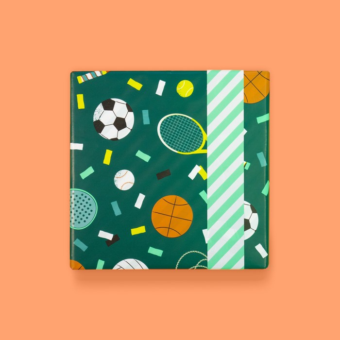 inpakpapier sports, sportief kadopapier, inpakken,