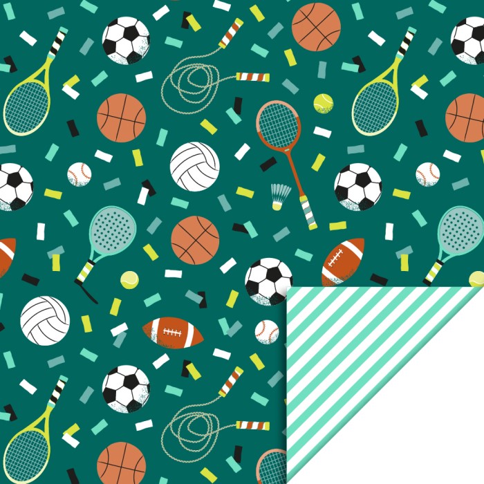 inpakpapier sports, sportief kadopapier, inpakken,