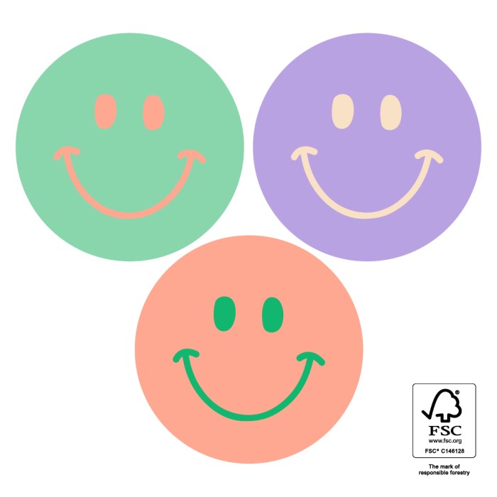 kadostickers smiley colour, sluitstickers, inpakken