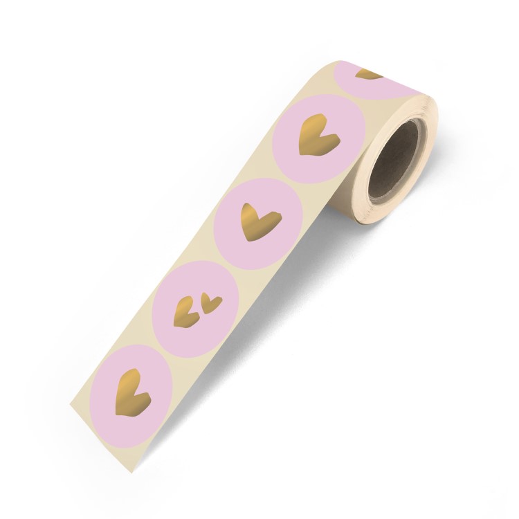 kadostickers solo hearts frisroze, inpakken, sluitstickers hartjes