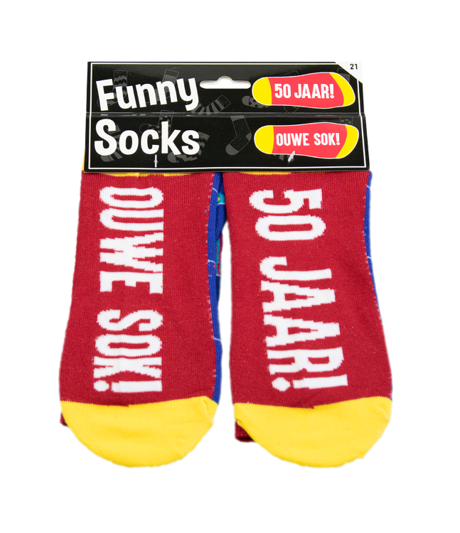 funny socks 50 jaar ouwe sok, sokken 50 jaar, kado abraham, kado sarah, 50 jaar oud