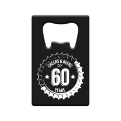 metalen bieropener 60 jaar, metal beer openers, kado verjaardag man