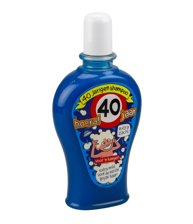 fun shampoo 40 jaar man, kroonleeftijd 40 jaar, kado voor hem, kado verjaardag