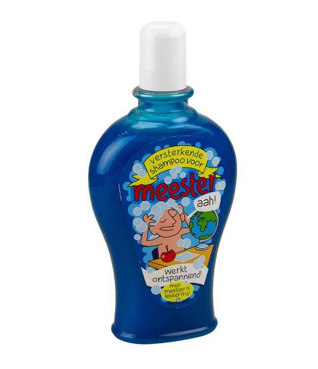 fun shampoo meester, kado leerkracht, kado verjaardag meester, kado einde schooljaar