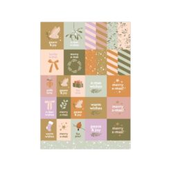 X-mas stickervel, stickers kerst, inpakken kerst kadootjes