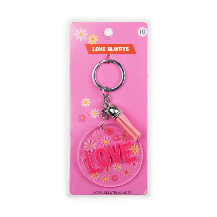 acryl sleutelhanger ik hou van jou, sleutelhanger love verpakking