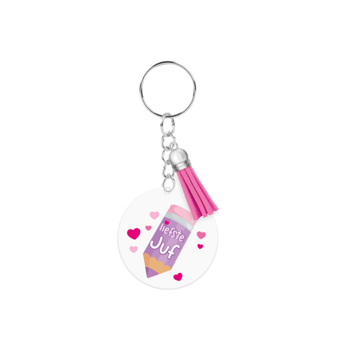 acryl sleutelhanger juf