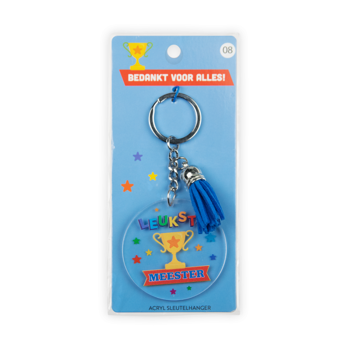 acryl sleutelhanger meester verpakking