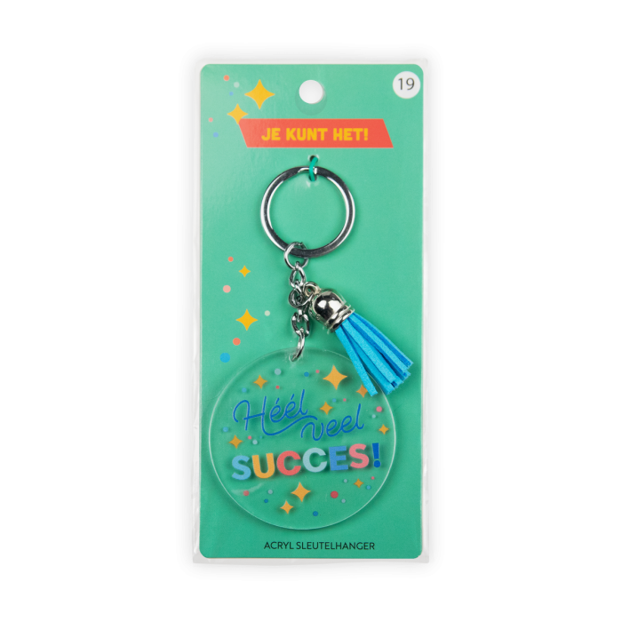 acryl sleutelhanger succes verpakking