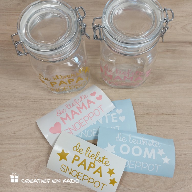 weckppot snoeppot, snoeppot liefste mama, snoeppot stoerste papa, snoeppot oom en tante