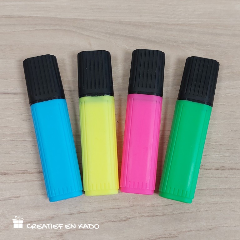 4 kleuren neon markeerstift blanco
