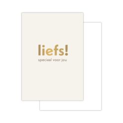 off-white mini kaartje liefs! speciaal voor jou in goud